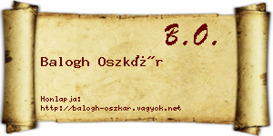 Balogh Oszkár névjegykártya
